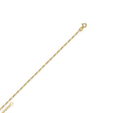 14K Yellow Gold Figaro Chain Anklet Adjustable 9