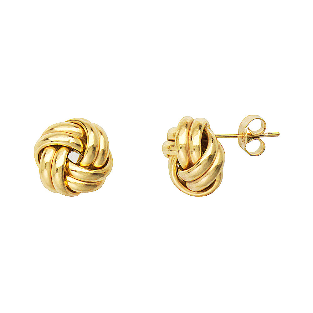 14K Yellow Gold Puffed Double Tubes Medium Love Knot Earring