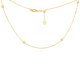 14K Yellow Gold Bezel Set Cubic Zirconia Choker Necklace. Adjustable 10"-16"