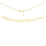 14K Yellow Gold Chevron Pattern Choker Necklace. Adjustable 10