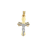 14K Two Tone Gold Diamond Cut Small Crucifix Cross Pendant