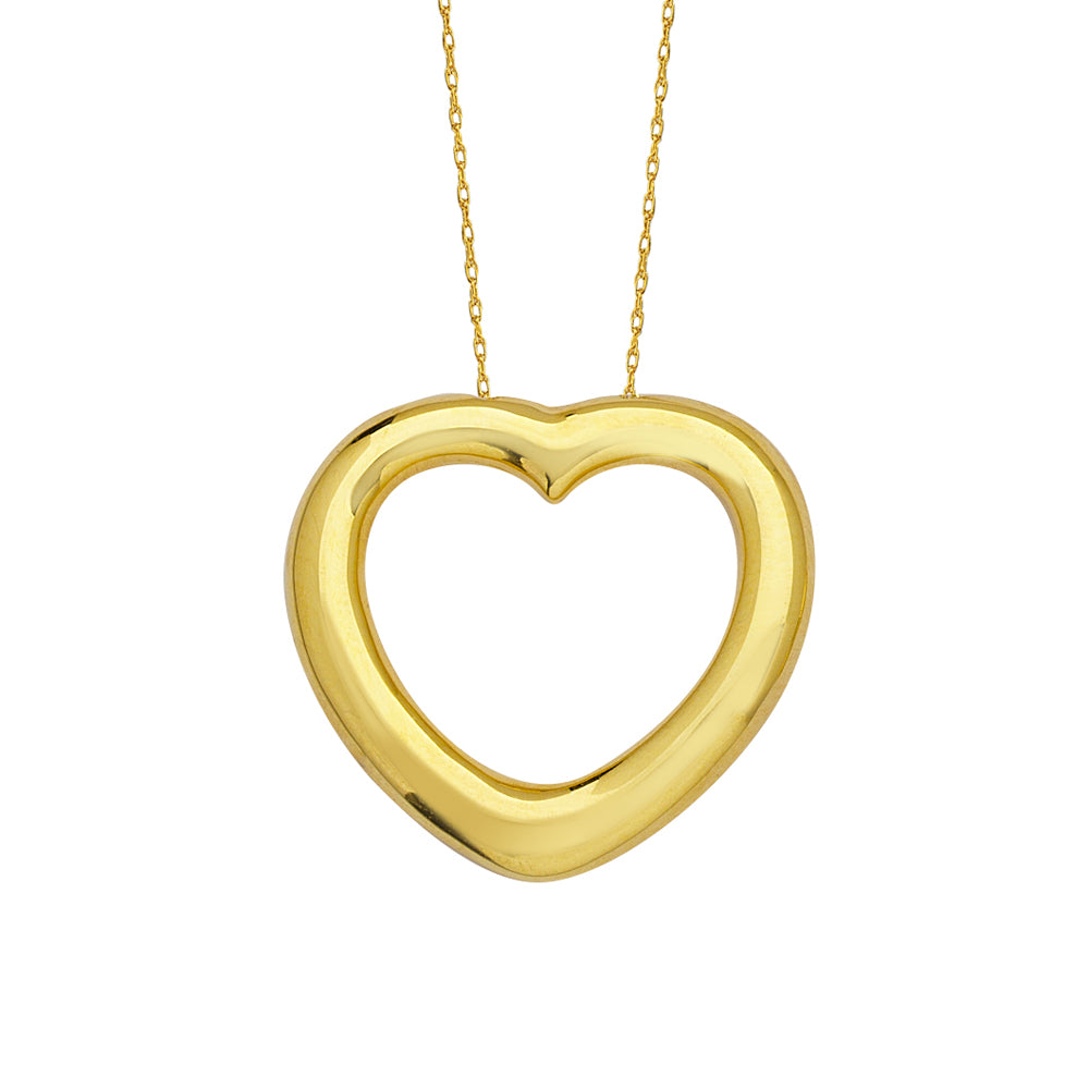 14K Yellow Gold Dropped Heart Necklace