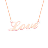 14K Rose Gold Love Necklace. Adjustable Cable Chain 16