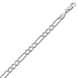 10K White Gold 4.7 Figaro Chain in 22 inch, & 24 inch