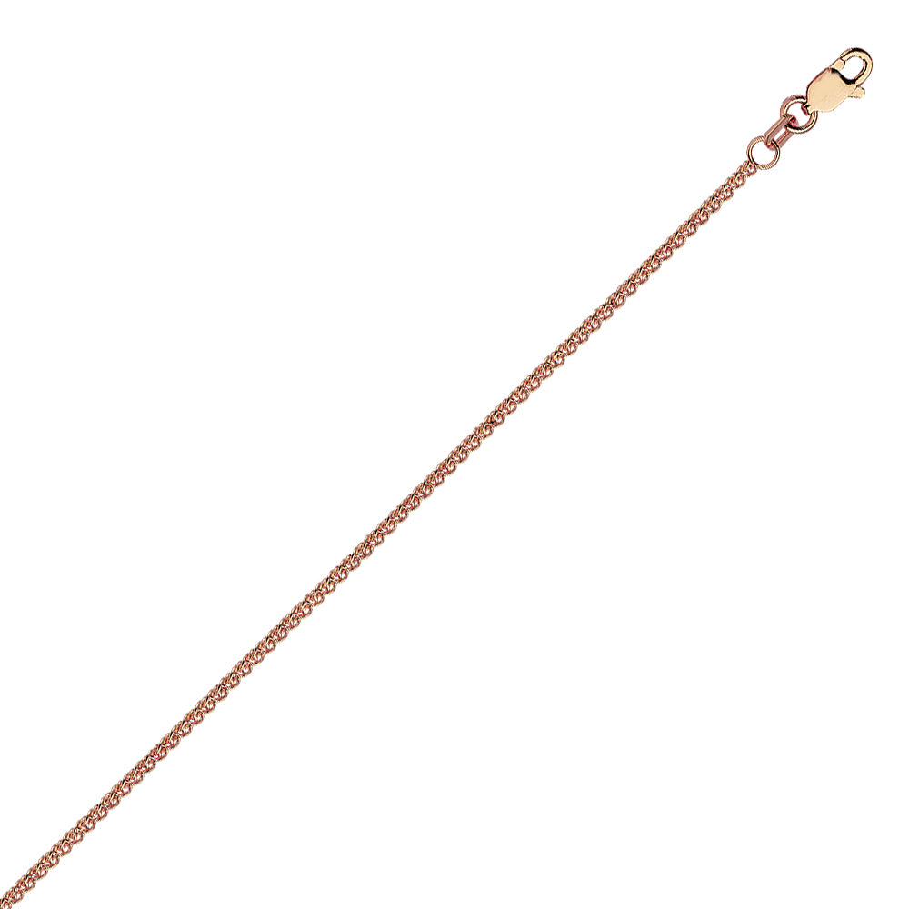 14K Rose Gold 1.25 Round Wheat Chain in 16 inch, 18 inch, 20 inch, 24 inch