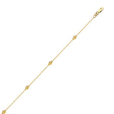 14K Yellow Gold Diamond Cut Beads Anklet 10" length