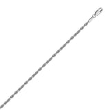 10K White Gold 2.15 Diamond Cut Rope Chain in 16 inch, 18 inch, 20 inch, & 24 inch