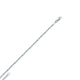 14K White Gold Twist Chain Anklet Adjustable 9" to 10" length