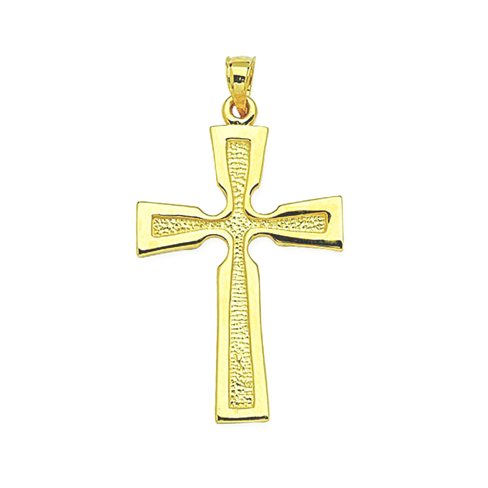 14K Yellow Gold Satin Polish Cross Pendant