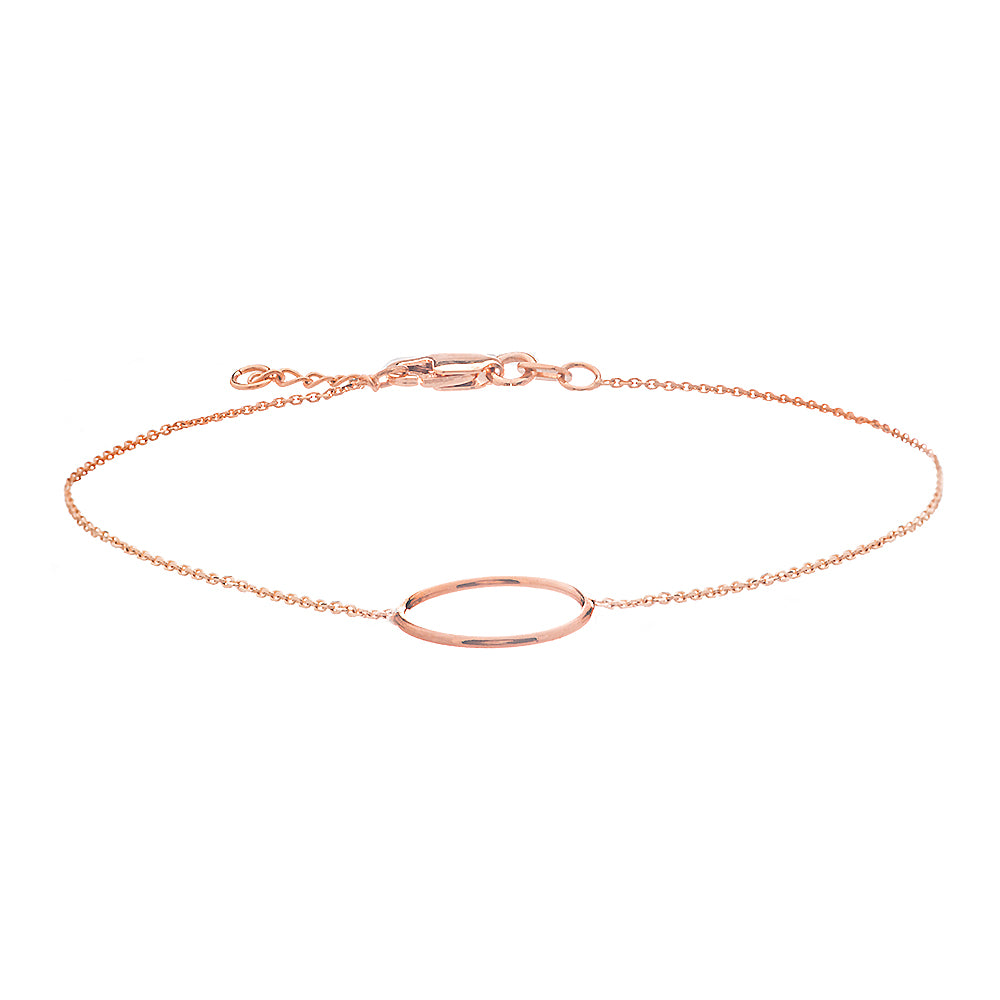 14K Rose Gold Circle Bracelet. Adjustable Cable Chain 7" to 7.50"