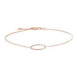 14K Rose Gold Circle Bracelet. Adjustable Cable Chain 7