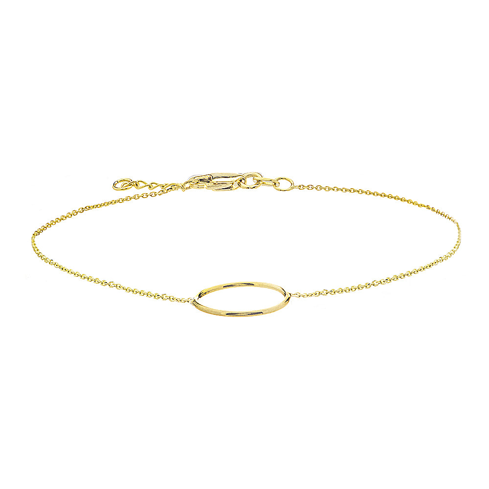 14K Yellow Gold Circle Bracelet. Adjustable Cable Chain 7" to 7.50"