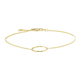 14K Yellow Gold Circle Bracelet. Adjustable Cable Chain 7