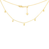 14K Yellow Gold Diamond Cut Dangeling Beads Choker Necklace. Adjustable 10"-16"
