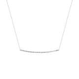 14K White Gold Diamond Cut Bar Necklace. Adjustable Cable Chain 16" to 18"
