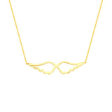 14K Yellow Gold Angel Wings Necklace. Adjustable Cable Chain 16" to 18"