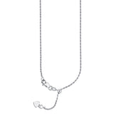 22" Adjustable Diamond Cut Rope Chain Necklace with Slider 14K White Gold 1.05 mm 3.1 grams