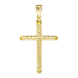 14K Yellow Gold Diamond cut Cross Pendant