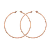 14K Rose Gold 2 mm Light Weight Hoop Earrings 1.2" Diameter