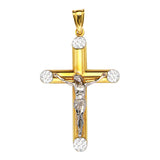 14K Two Tone Gold Crucifix Cross Pendant