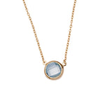 14K Yellow Gold Bezel Set Topaz Necklace. Adjustable Cable Chain 16" to 18"