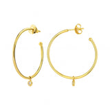 14K Yellow Gold 2 Diamond Bezel Shakers on Hoop Earrings