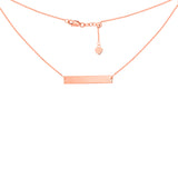 14K Rose Gold Engraveable Bar Choker Necklace. Adjustable 10"-16"