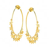 14K Yellow Gold Star Shaped Shakers on Hoop Earrings