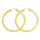 10K Yellow Gold 3 mm Polished Round Hoop Earrings 1" Diameter