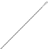 10K White Gold 1.8 Diamond Cut Rope Chain in 16 inch, 18 inch, 20 inch, & 24 inch