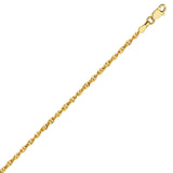 14K Yellow Gold 1.8 Designer Rope Chain in 16 inch, 18 inch, & 20 inch