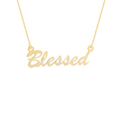 14K Yellow Gold Blessed Necklace. Adjustable Cable Chain 16" to 18"