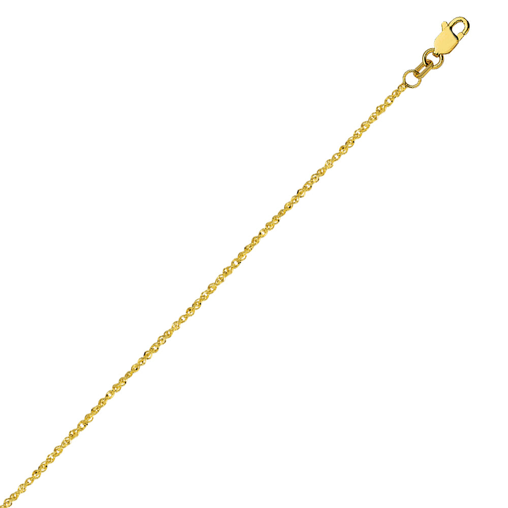 14K Yellow Gold 0.95 Sparkle Singapore Chain in 16 inch, 18 inch, & 20 inch
