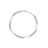 Sterling Silver Open Heart Stations 2 Row Anklet 10" length