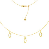 14K Yellow Gold Dangeling Marquise Shape Charms Choker Necklace. Adjustable 10"-16"