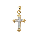14K Two Tone Gold 3D Style Hollow Cross Pendant