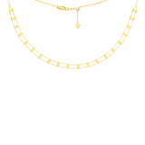 14K Yellow Gold Railroad Style Bar Choker Necklace. Adjustable 10