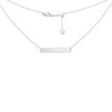 14K White Gold Engraveable Bar Choker Necklace. Adjustable 10"-16"