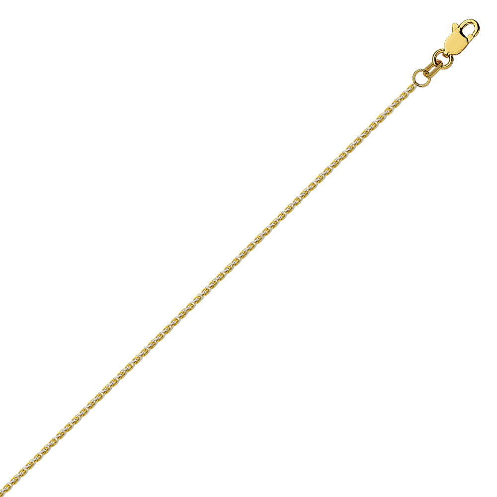 14K Two Tone Yellow & White Gold 1.05 Pave Wheat Chain in 16 inch, 18 inch, & 20 inch