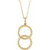 14K Yellow Interlocking Rope Style Circle 16-18" Necklace
