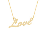 14K Yellow Gold Love Necklace. Adjustable Cable Chain 16" to 18"