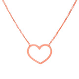 14K Rose Gold Open Heart Necklace. Adjustable Wire Chain 16