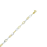 14K Two Tone Gold Oval Links Anklet 10" length