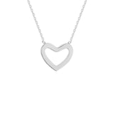 14K White Gold Heart Necklace. Adjustable Diamond Cut Cable Chain 16