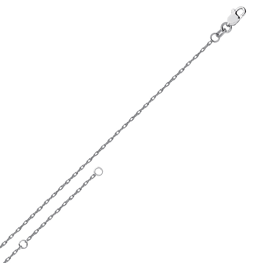 14K White Gold 16" & 18" Adjustable Rope Chain 1.2 mm 1.15 grams