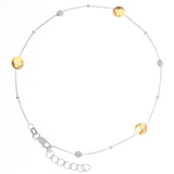 Yellow Gold and Rhodium Plated Sterling Silver Puff Plate & Yellow Gold Plated Beads Anklet 10" length