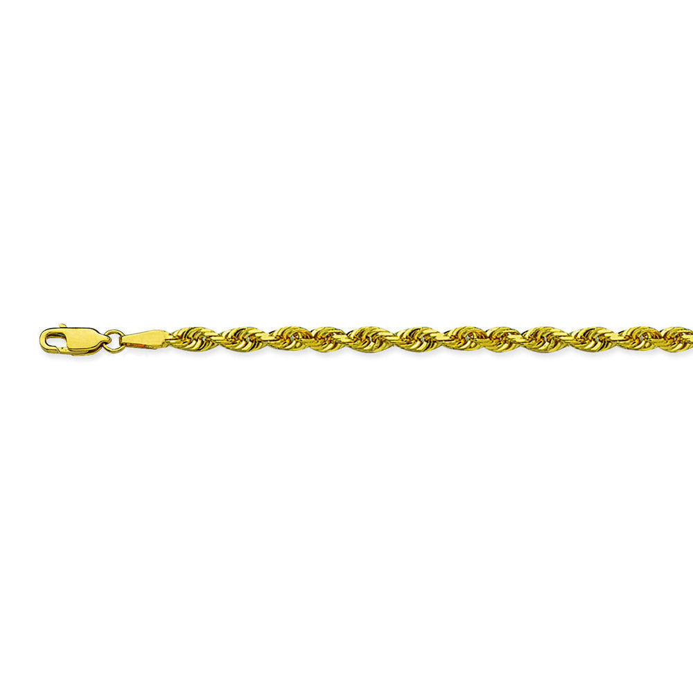 10K Yellow Gold 4.4 Diamond Cut Rope Chain in 22 inch, 24 inch, & 30 inch