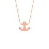 14K Rose Gold Anchor Necklace. Adjustable Cable Chain 16" to 18"