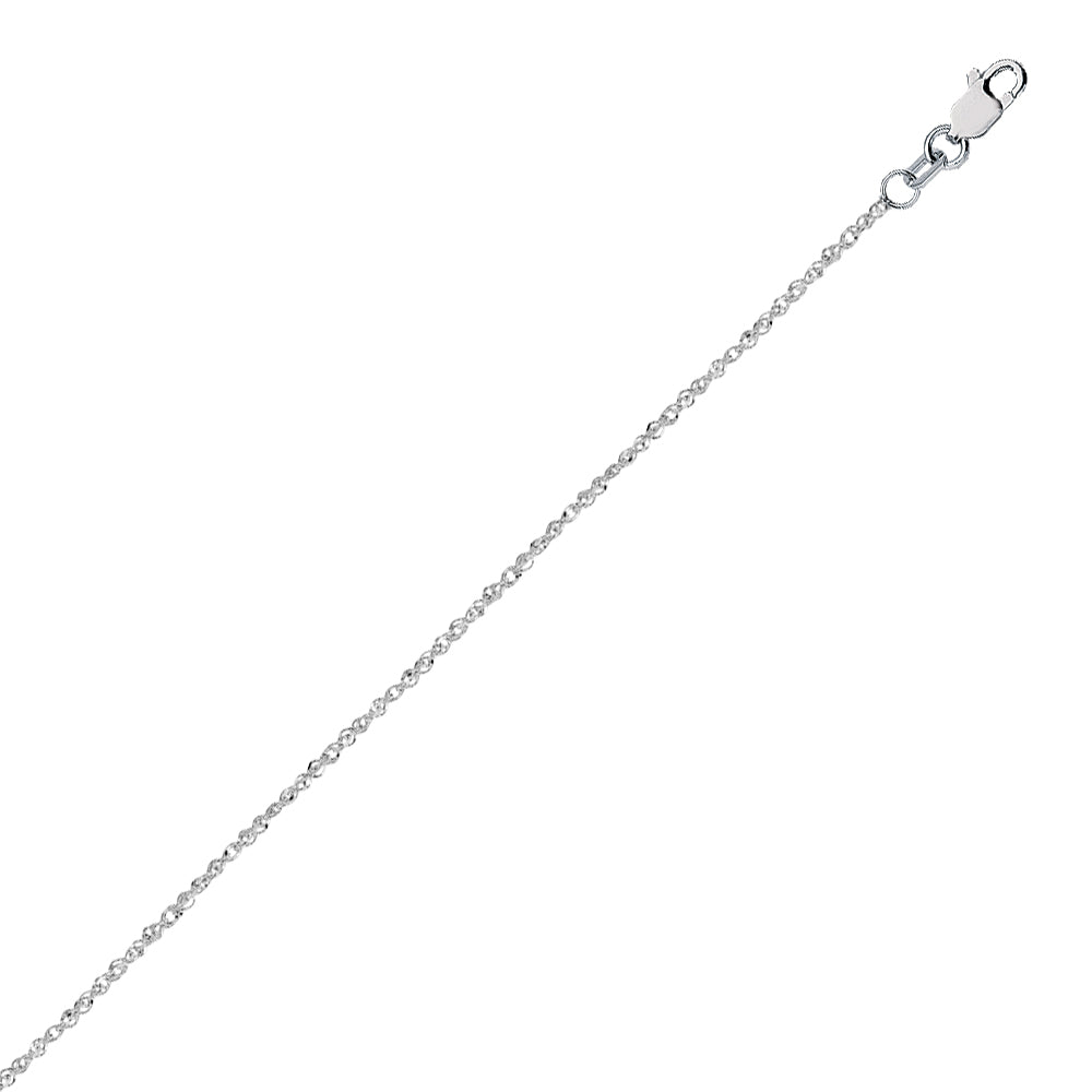 14K White Gold 0.95 Sparkle Singapore Chain in 16 inch, 18 inch, & 20 inch