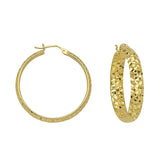 10K Yellow Gold 3 mm Diamond Cut Hoop Earrings 0.6
